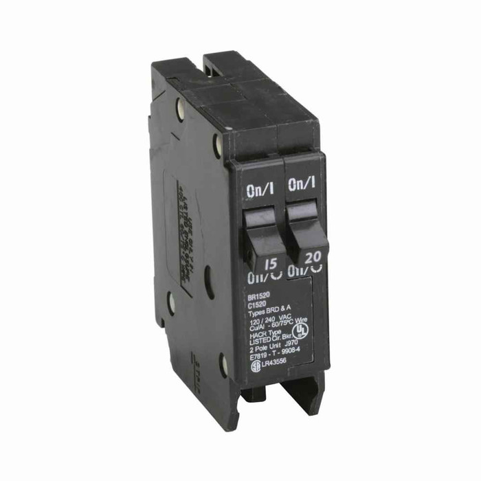 Eaton Thermal Magnetic Circuit Breaker Single-Pole 120/240V 10kAIC BR Type Plug-On