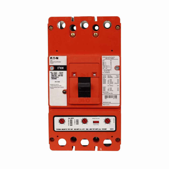 Eaton 6602C72G67 Series C, K-frame Mining Breaker, frame only, 3-pole, English load end cap assembly, 2- and 3-pole 125A short time pick-up and delay, 1A-1B right PIG rear AUX SW, 70, 90, 100, 125A adjustable interchangeable rating plug, 1000Y/577V m