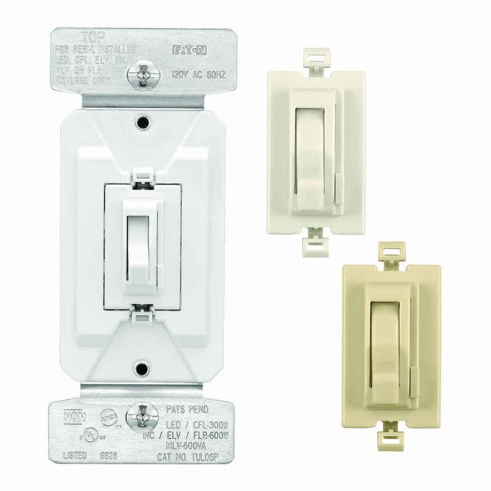 Eaton Universal Toggle Dimmer Switch with Preset White Ivory Light Almond