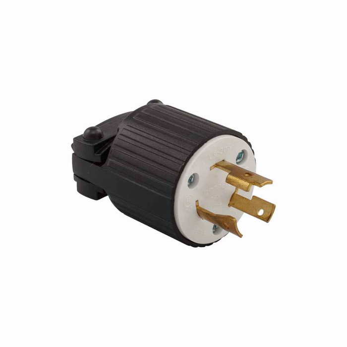 Eaton safety grip locking plug, #16-12 AWG, 20A, Industrial, 250V, Back wiring, Black, white, Ultra grip, L6-20, Two-pole, Three-wire, Nylon