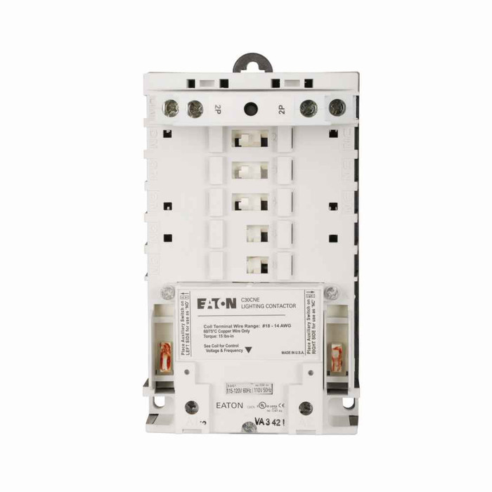 Eaton C30 Series NEMA Mechanically Held Lighting Contactor 30A 120V Two-Pole Open Enclosure
