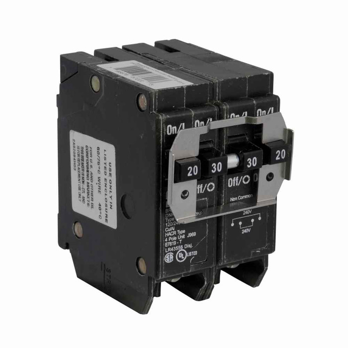 Eaton Thermal Magnetic Circuit Breaker Two-Pole Common Trip (center and outer) - Two 1-inch (25.4 mm) Spaces 120/240 Vac 5 per shelf carton