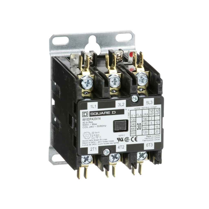 Schneider Contactor, Definite Purpose, 30A, 3 Pole, 20HP at 575VAC, 3 Phase