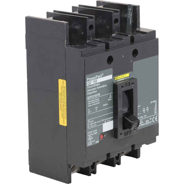 Schneider Circuit Breaker, PowerPacT Q, 200A, 3 pole, 240VAC, 25kA, Lugs, Thermal Magnetic, 80%, Bottom of Panel