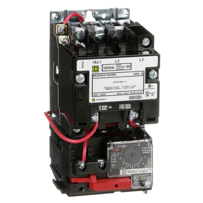 Schneider 8536 Type S Magnetic Motor Starters — NEMA Sizes 0–3, 120V Coil, Across-the-Line