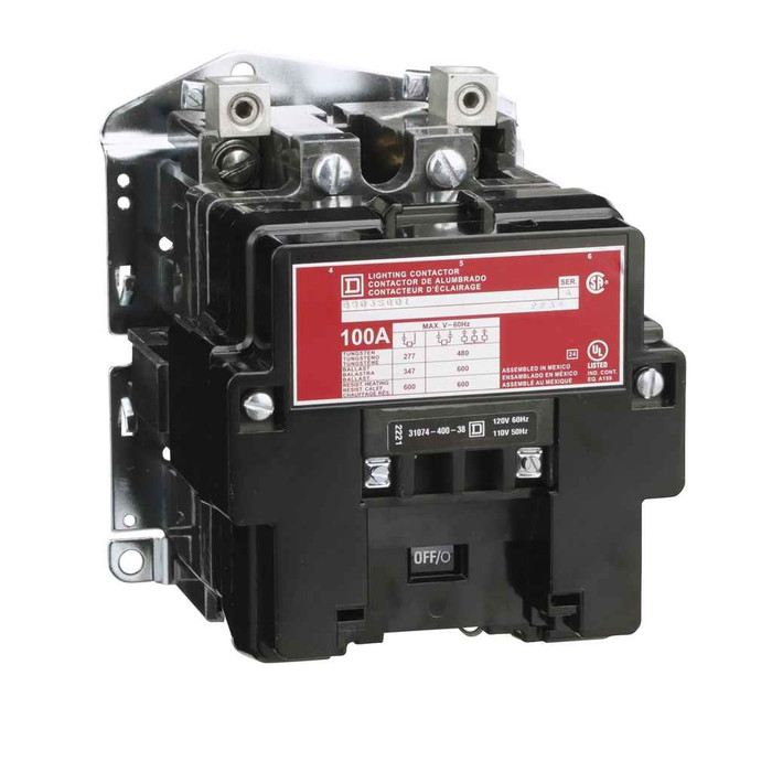 Schneider Contactor, Type S, Multipole Lighting, Electrically Held, 100A, 2 Pole