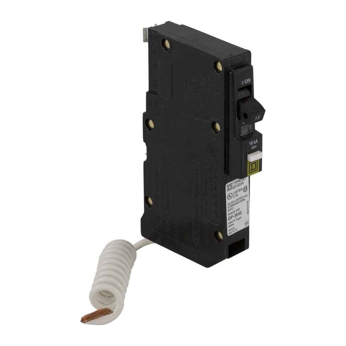 Schneider Mini Circuit Breaker, QO,1 Pole, 120VAC, 10kA, Plug In, Combo ARC Fault
