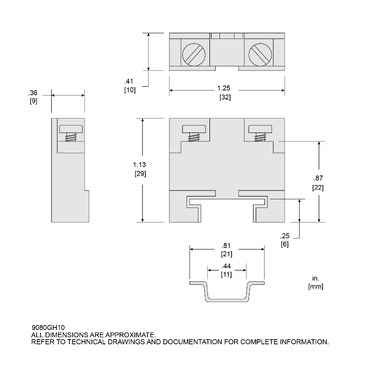 Schneider Terminal Block, Linergy, Screw Down end Cclamp, for 9080GH Mounting Track