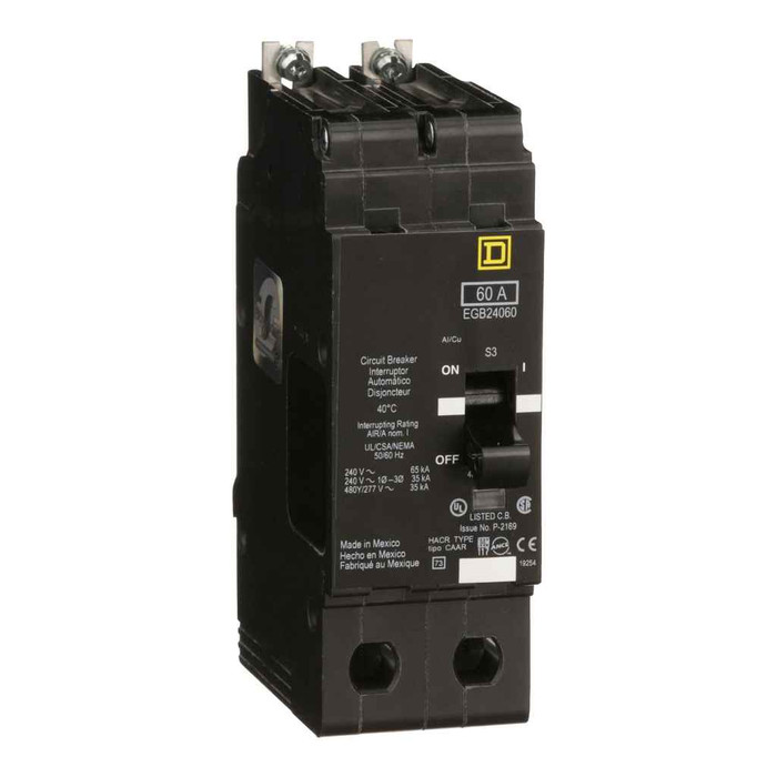 Schneider EGB Series Thermal-Magnetic Circuit Breakers — 1-, 2- & 3-Pole, 15–100A, 480Y/277V A