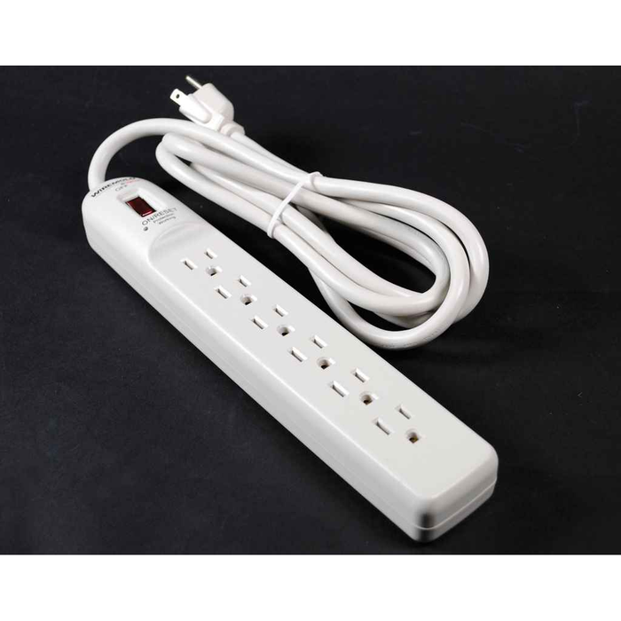 Wiremold 6-Outlet Power Strip with Surge Protection 120V/15A White with Lighted Switch