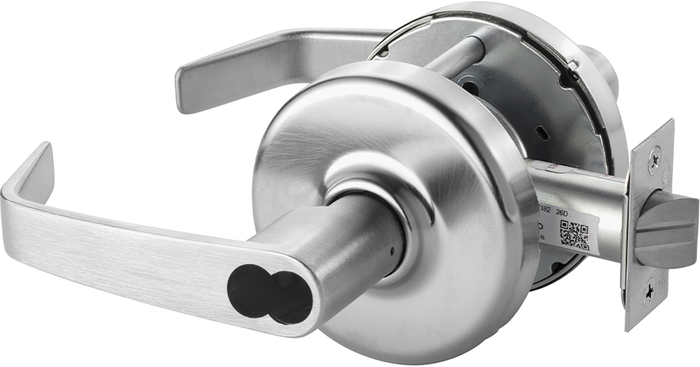 Corbin Russwin Grade 1 Classroom Newport Cylindrical Lever, Large Format IC 6-Pin Prep with Disposable Plastic Core, (Less LFIC CR8000 Core), 2-3/4in Backset, ANSI Strike SA114