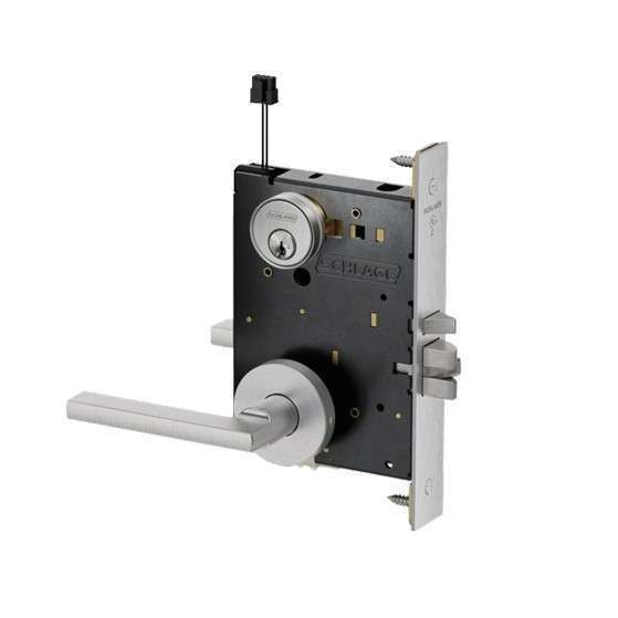 Schlage PM092 Grade 1 Electrically Locking/Unlocking Outside Lever, Outside Cylinder Electric Mortise Lock, 12/24VDC, Fail Safe/Fail Secure - Neptune Lever