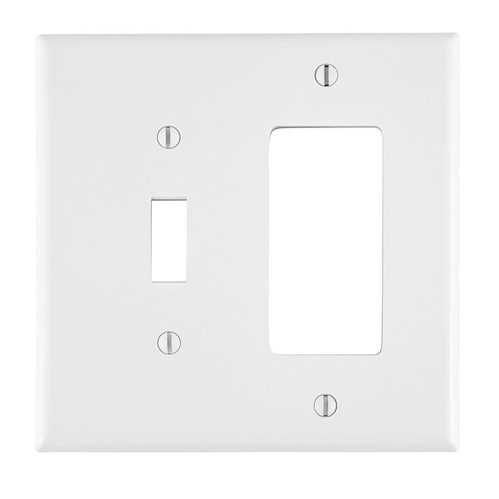 Leviton PJ126-W 2-Gang Combination Toggle & Decora GFCI Wallplate, Midway Size, White