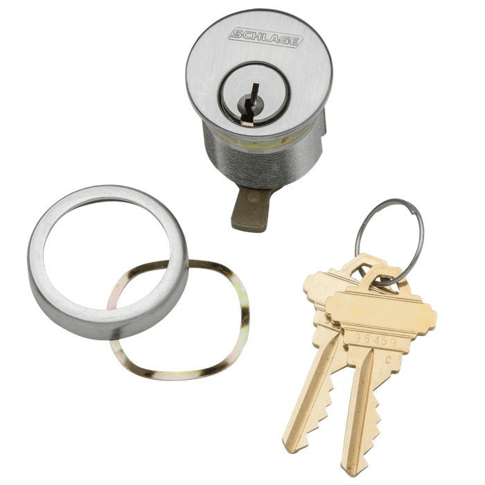 Schlage Commercial 20-001 C 200 XB03-418 2" Mortise Cylinder, 6-pin, C Keyway, Keyed Different, Straight Cam, Compression Ring & Spring, 2 Keys, Non-Handed