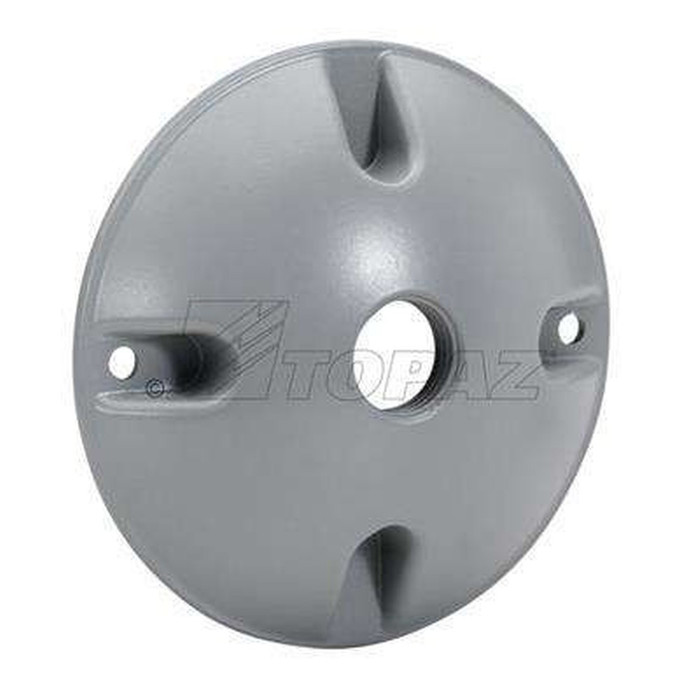 Topaz Lighting Round Weatherproof Cover, Aluminum, 1-Hole with 1/2" Knockout