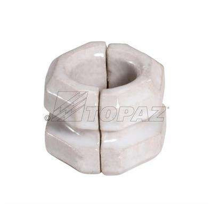 Topaz Lighting Victor Split Glazed Knob, Porcelain Insulator for Temporary Lighting