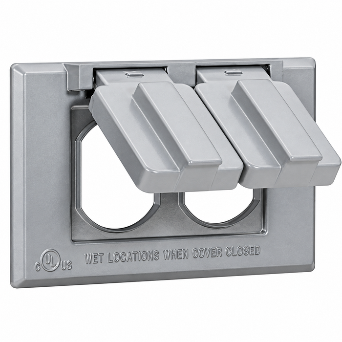 Topaz Lighting Single-Gang Weatherproof Duplex Horizontal Cover, Copper-Free Aluminum
