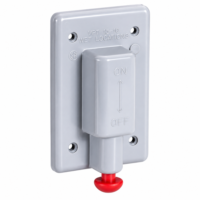 Topaz Lighting Weatherproof Schedule 40 PVC Plunger Switch Cover, Single Gang