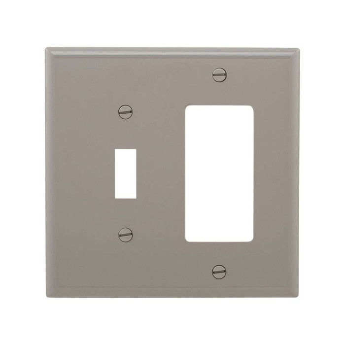 Cooper Wiring Devices Mid-Size Two-Gang Combination Wallplate, Polycarbonate