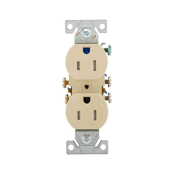 Cooper Wiring Devices Two-Pole Duplex Receptacle, 125V, Brass Contacts