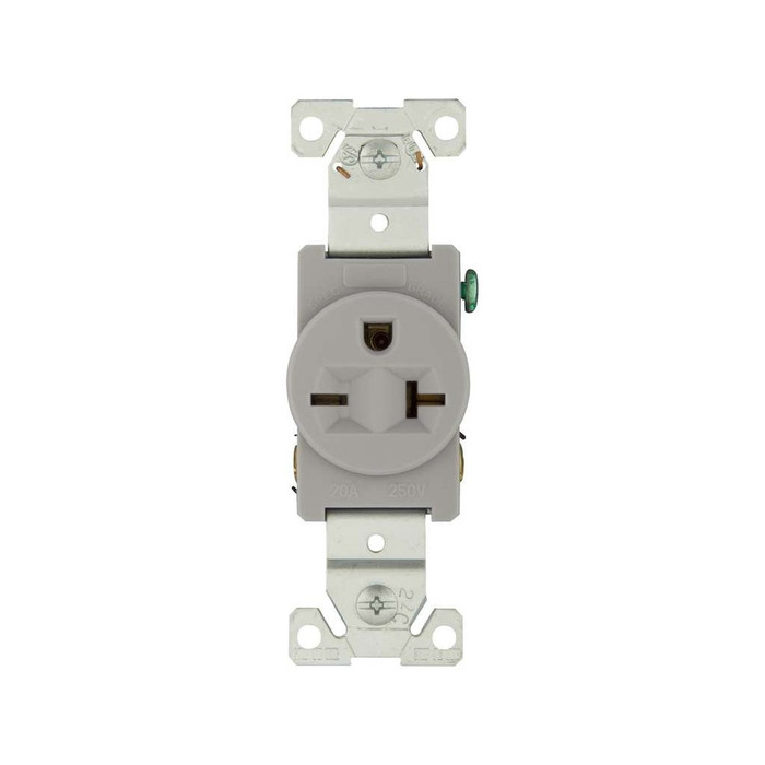 Cooper Wiring Devices Premium Single Receptacle, Two-Pole Three-Wire Grounding, Brass