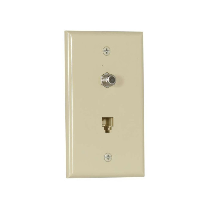Cooper Wiring Devices Combination Telephone Jack and Coaxial Adapter Wallplate