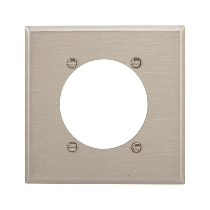 Cooper Wiring Devices Two-Gang Power Outlet Wallplate, Stainless Steel