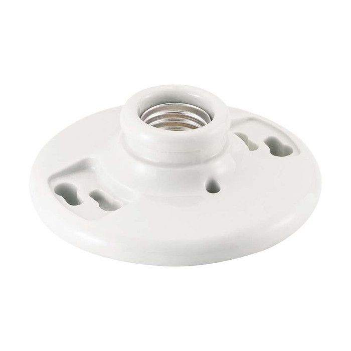 Cooper Wiring Devices Porcelain Ceiling Lampholder with Keyless Pull-Chain Switch