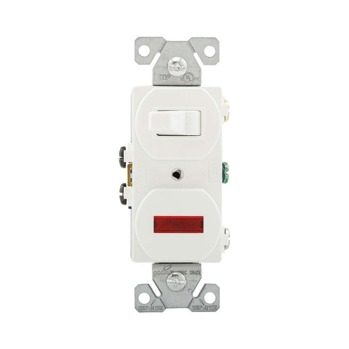 Cooper Wiring Devices Toggle Switch with Pilot Light, Thermoplastic