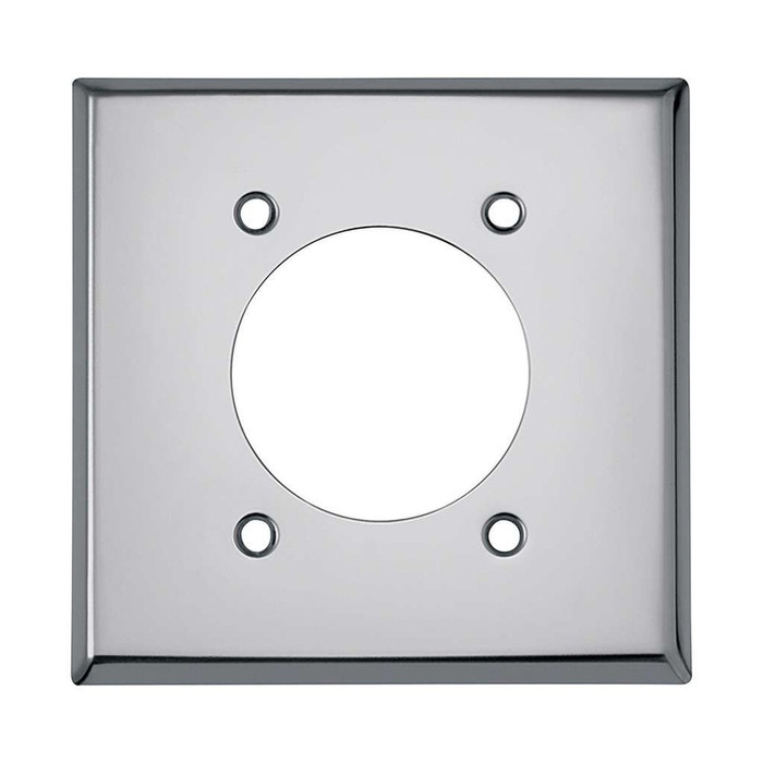 Cooper Wiring Devices Two-Gang Round Outlet Wallplate, Chrome Steel