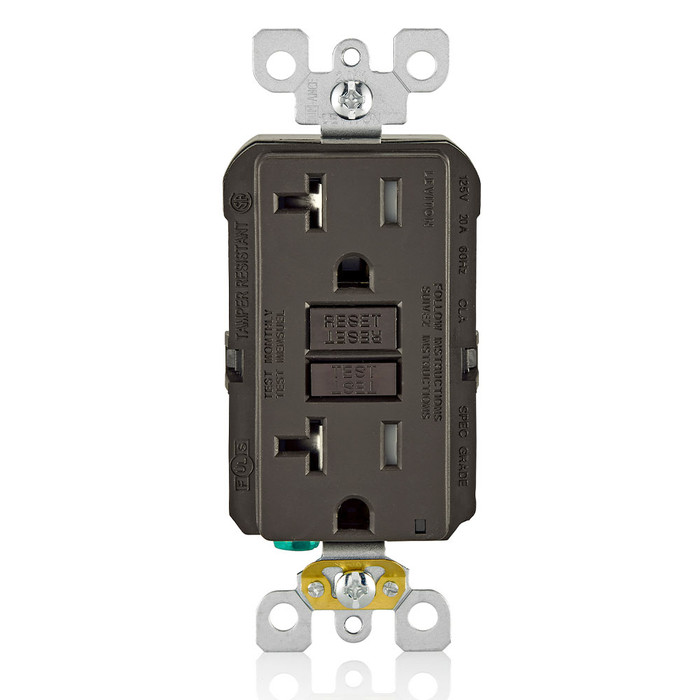 Leviton GFTR2 Residential-Grade Slim Tamper-Resistant Monochromatic Self-Test GFCI Receptacle