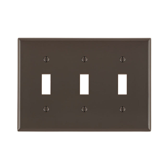 Leviton Thermoplastic Nylon Standard Size 3-Gang Device Mount Wallplate, 3-Toggle Switch