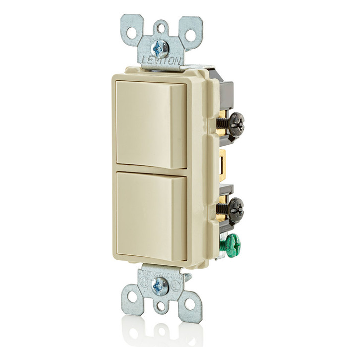 Leviton 5634-I 120/277-Volt 15-Amp (2) 1-Pole Commercial Grade AC Combination Switch Ivory Decora&reg;