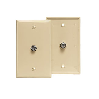 Leviton Plastic Rectangular Standard F-Connector Telephone and Video Wallplate