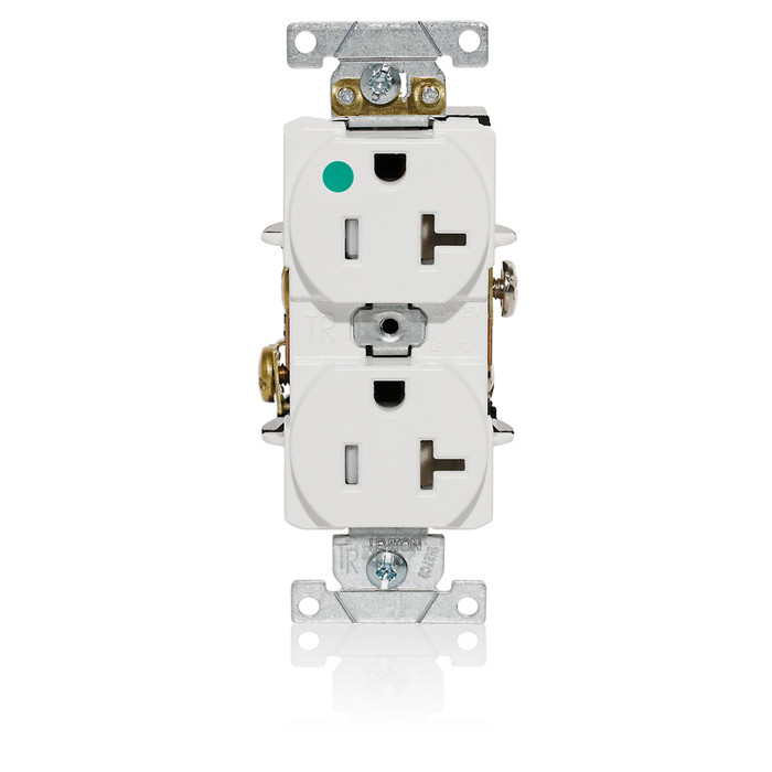 Leviton Heavy-Duty Tamper-Resistant Straight Blade Receptacle, 20-Amp 125-Volt, NEMA 5-20R, White