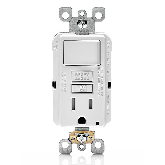 Leviton Decora® SmartlockPro® Self-Test GFCI Receptacle with Switch, White