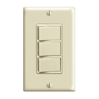 Leviton Decora 3-Rocker Combination Switch, 120V/15A, Ivory
