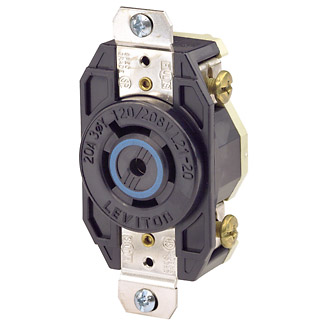 Leviton Industrial Grade Locking Receptacle, Flush Mount