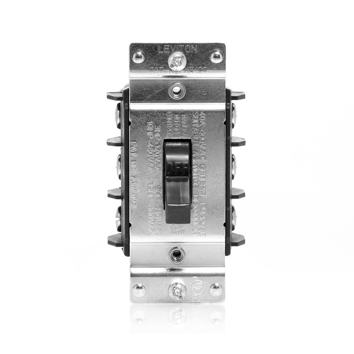 Leviton MS403-DS 3-Pole 600-Volt 40-Amp 3-Phase Industrial Grade Toggle Motor Starting Switch