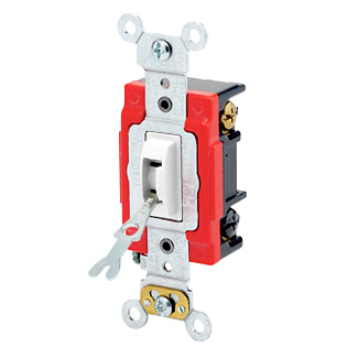 Leviton Industrial Grade Locking Toggle Switch, 3-Way 20A, 120/277V AC