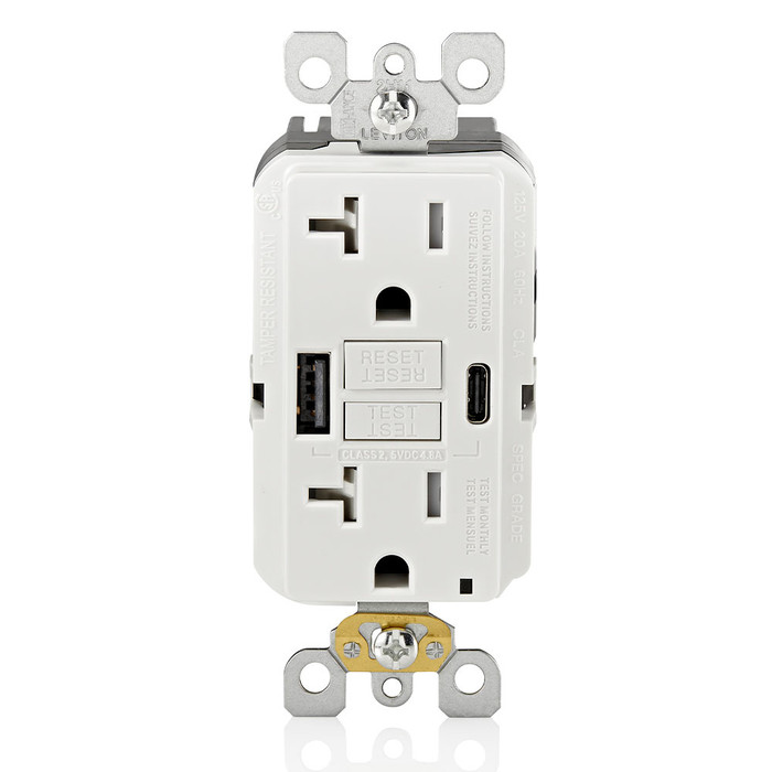Leviton Residential/Commercial Specification Grade Tamper-Resistant Self-Test Combination Receptacle
