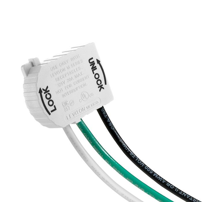 Leviton Lev-Lok MSTWL-A 3-Wire 2-Pole Modular Wiring Device System, 125-Volt 20-Amp, White