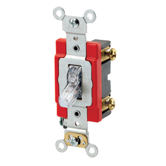 Leviton 1221-PLC Industrial Grade Pilot Light Toggle Switch, 120V/20A, 1-Pole