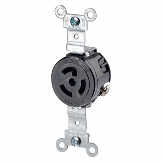 Leviton Industrial Grade Flush Mount Single Locking Receptacle, Impact- & Chemical-Resistant