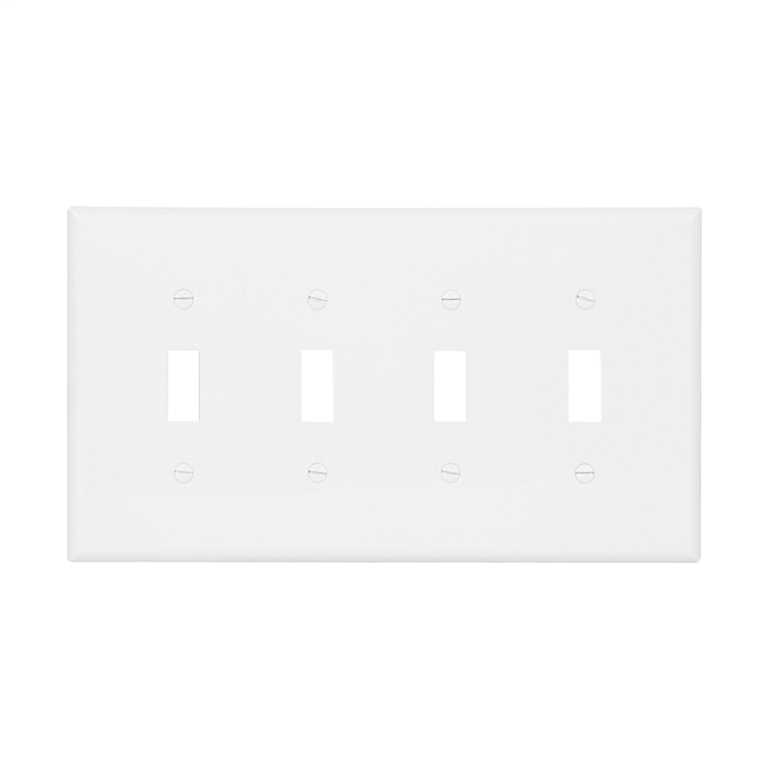 Leviton PJ4-I Thermoplastic Nylon Midway Size 4-Gang Toggle Switch Wallplate 4-Toggle Switch