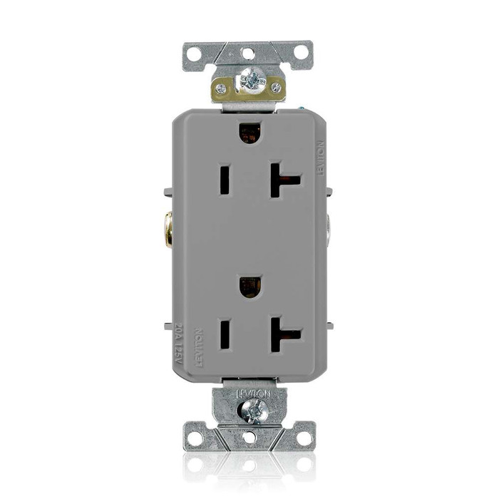 Leviton 16352-GY Heavy-Duty Straight Blade Duplex Receptacle, Commercial Grade