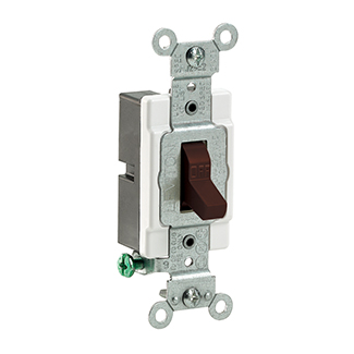 Leviton Commercial/Specification Grade AC Quiet Toggle Switch, 20A 1-Pole, Brown
