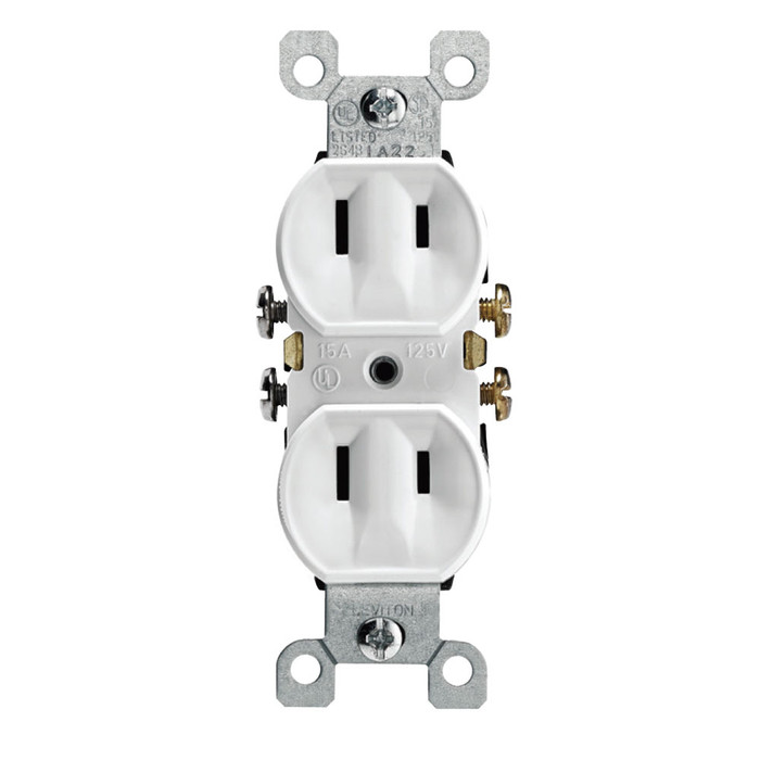 Leviton Residential Grade Straight Blade Duplex Receptacle, 15A/125V