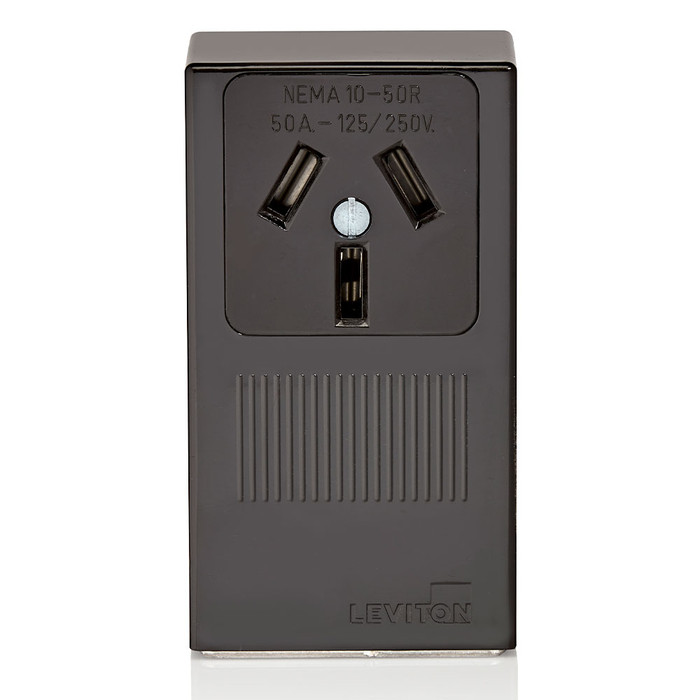 Leviton Industrial Grade Straight Blade Receptacle, 50-Amp 250-Volt, NEMA 6-50R, Black