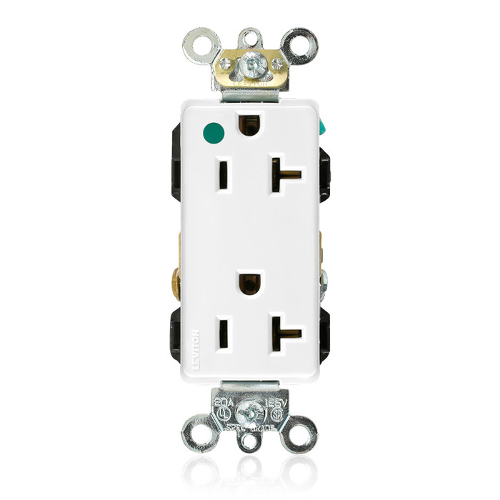 Leviton Hospital Grade Extra Heavy-Duty Straight Blade Duplex Receptacle, 20A 125V NEMA 5-20R